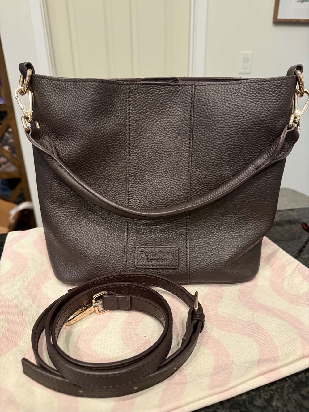 Coach Pebbled Leather Shoulder Bag in Conker Brown with Gold Hardware